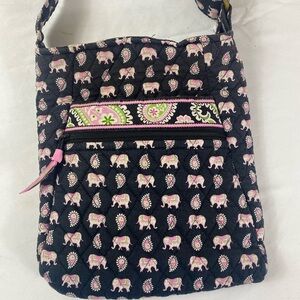 Vera Bradley Black and Pink Elephant Crossbody Bag